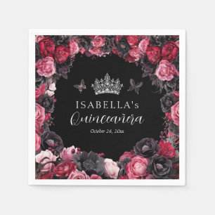 Gothic Pink Red & Black Moody Quinceañera Servet