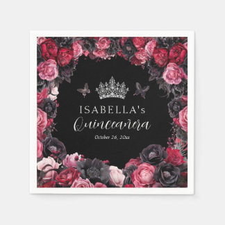 Gothic Pink Red & Black Moody Quinceañera Servet