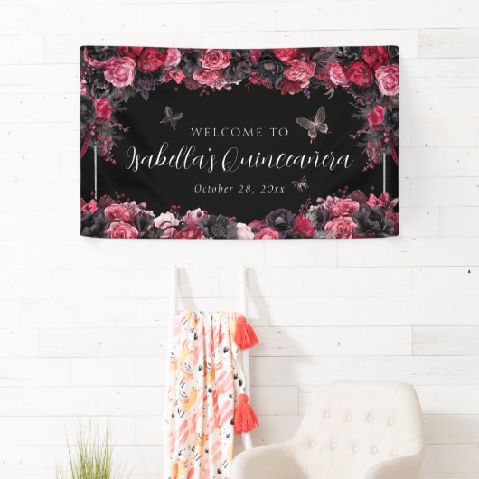 Gothic Pink Red & Black Moody Quinceañera Spandoek (Insitu)