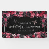 Gothic Pink Red & Black Moody Quinceañera Spandoek (Horizontaal)