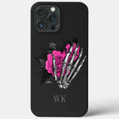  Gothic Pink Rose Skeleton Monogram Case-Mate iPhone Case (Achterkant)