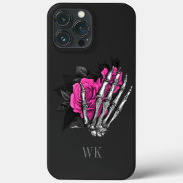  Gothic Pink Rose Skeleton Monogram Case-Mate iPhone Case