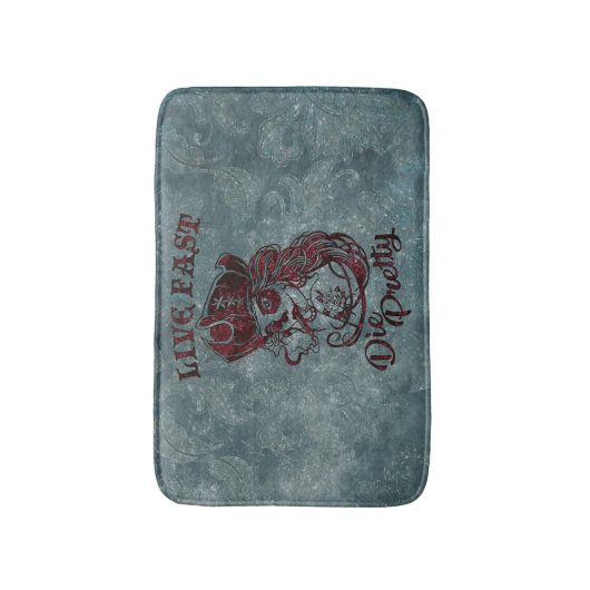 Gothic Pirate Skull Woman Live Fast Die  Badmat (Voorkant Verticaal)