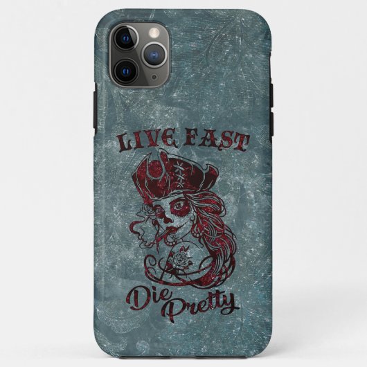 Gothic Pirate Skull Woman Live Fast Die Case-Mate iPhone Case (Achterkant)