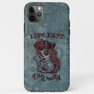 Gothic Pirate Skull Woman Live Fast Die  Case-Mate iPhone Case