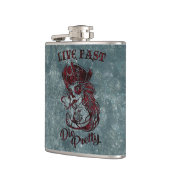 Gothic Pirate Skull Woman Live Fast Die  Heupfles (Links)