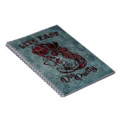 Gothic Pirate Skull Woman Live Fast Die  Notitieboek (Rechterzijde)