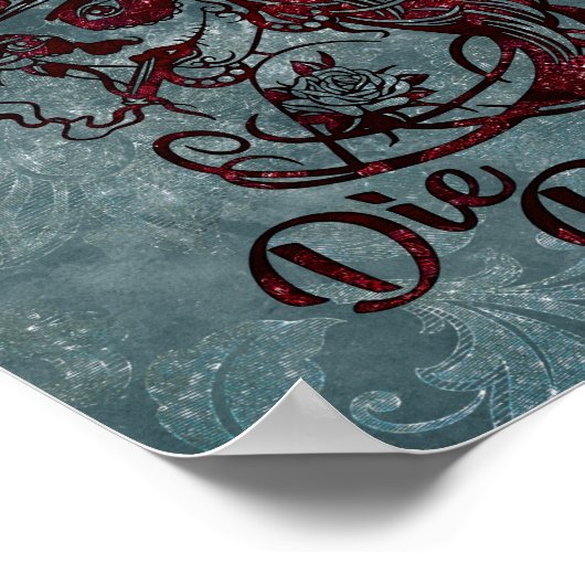 Gothic Pirate Skull Woman Live Fast Die  Poster (Hoek)