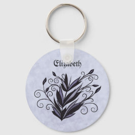 Gothic plant floral swirl flourl name sleutelhanger