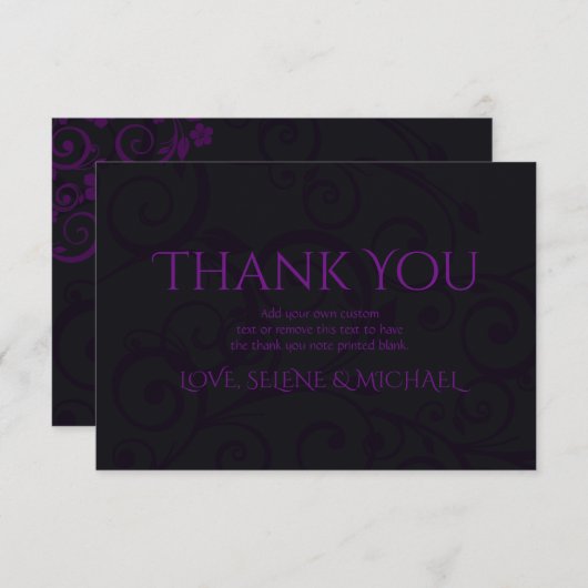 Gothic Plum Dank u kaarten (Voorkant / Achterkant)