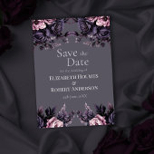 Gothic Plum Floral Save the Date Kaart