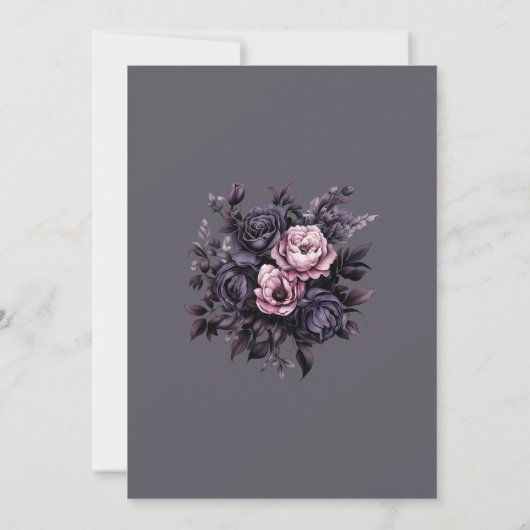 Gothic Plum Floral Save the Date Kaart (Achterkant)