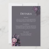 Gothic Plum Floral Wedding Details Card Kaart (Voorkant)