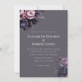 Gothic Plum Floral Wedding Invitation Kaart (Voorkant)