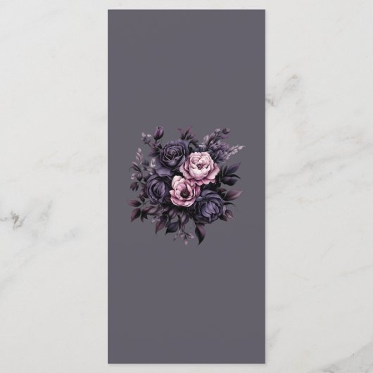 Gothic Plum Floral Wedding Menu (Achterkant)