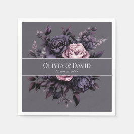Gothic Plum Floral Wedding Napkins Servet