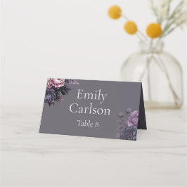 Gothic Plum Floral Wedding Place Card Plaatskaartje