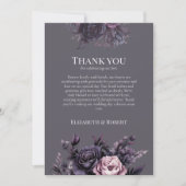 Gothic Plum Floral Wedding Thank You Card Bedankkaart (Voorkant)