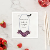 Gothic Plum Peony Silver Coffin Wedding Napkins Servet (Insitu)