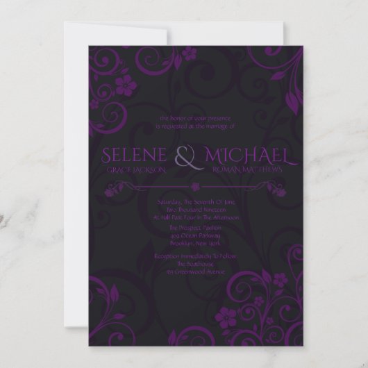 Gothic Plum Wedding Invitations Kaart (Voorkant)