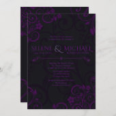 Gothic Plum Wedding Invitations Kaart (Voorkant / Achterkant)