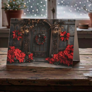 Gothic Poinsettia Kerstmis Deur Holiday Kaart