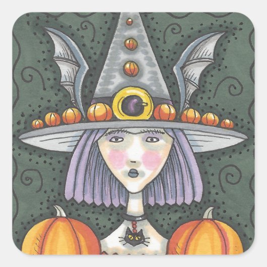 GOTHIC POMPOEN HEKS HALLOWEEN STICKERS SHEET Squ (Voorkant)