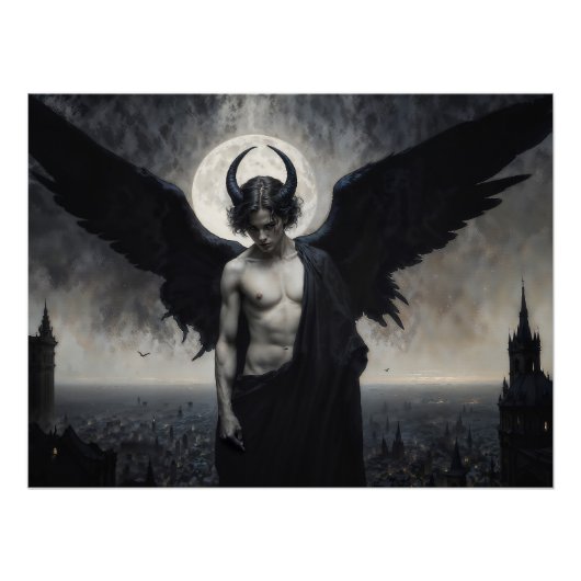 Gothic Portrait of Lord Lucifer Perfect Poster (Voorkant)