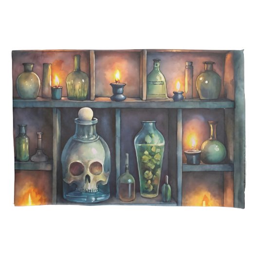 Gothic Potion Bottles – Dark Apothecary Kussensloop (Voorkant)
