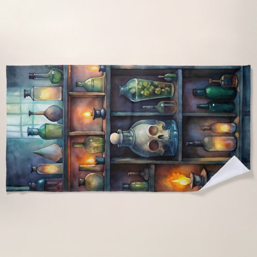 Gothic Potion Bottles – Dark Apothecary Strandlaken (Voorkant)