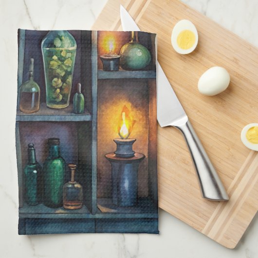 Gothic Potion Bottles - Dark Fantasy Witchy Theedoek (Quarter Fold)