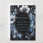 Gothic Powder Blue Floral Spider Web Bridal Shower Kaart (Voorkant)