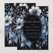 Gothic Powder Blue Floral Spider Web Bridal Shower
