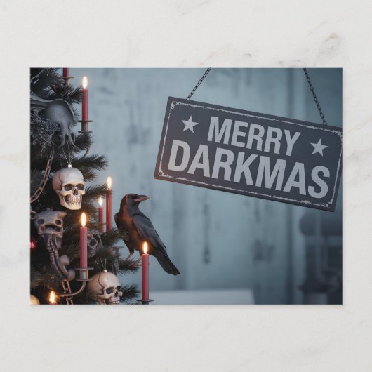 Gothic "Prettige Duistere Kerst" Horror Kerstboom Briefkaart (Voorkant)