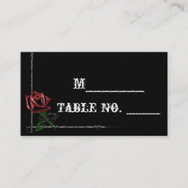 Gothic prikkeldraad en Roos bruiloft plaats kaart Plaatskaartje