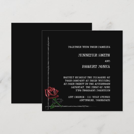 Gothic prikkeldraad Roos bruiloft uitnodiging (Voorkant / Achterkant)