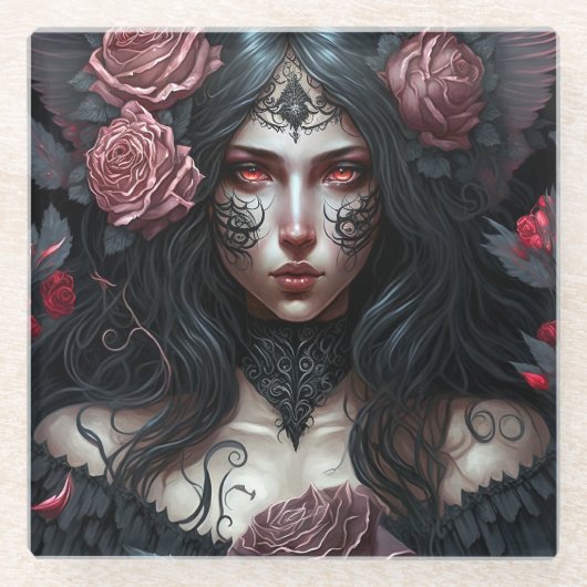 Gothic Princess Gothic Fantasy Art Glazen Onderzetter (Voorkant)