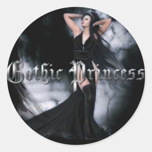 Gothic Princess Ronde Sticker (Voorkant)