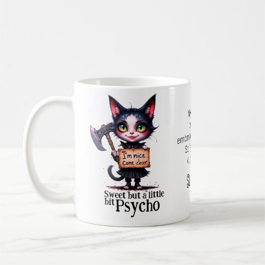 Gothic Psycho Cute Cat With Axe Koffiemok (Links)