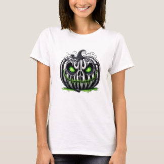 Gothic Pumpkin Skull Halloween T-shirt