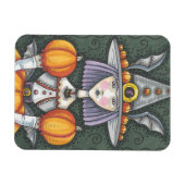 Gothic Pumpkin Witch Halloween Folk Art Magnet Magneet (Horizontaal)