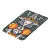 Gothic Pumpkin Witch Halloween Folk Art Magnet Magneet (Linkerzijde)