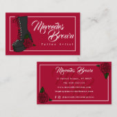 Gothic Punk Boot Roos Rood Tattoo Artiest Visitekaartje (Voorkant / Achterkant)