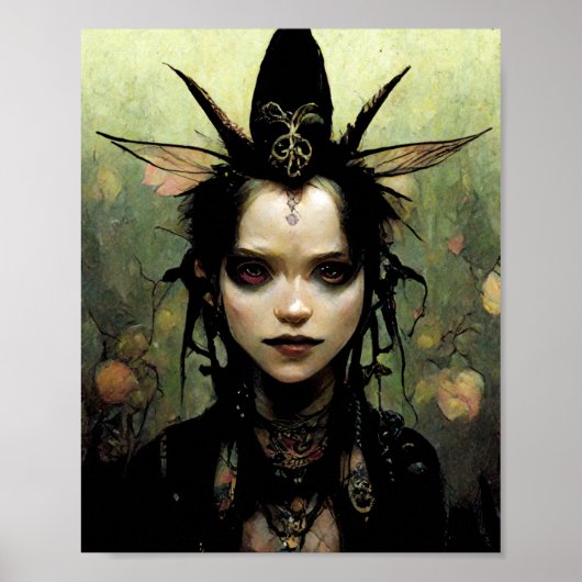 Gothic Punk Elf Fantasy Art Poster (Voorkant)