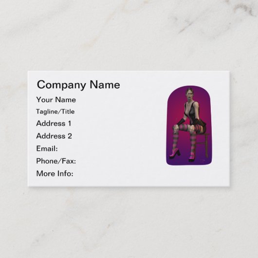 Gothic Punk Fantasy Smoking Vampire Woman Pinup Visitekaartje (Voorkant)