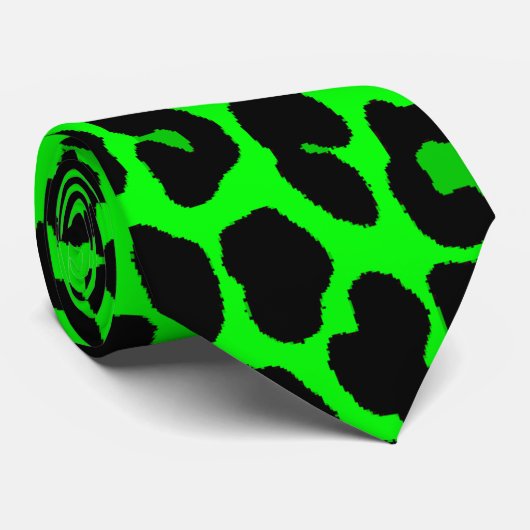 Gothic Punk Lime Green leopard print Stropdas (Opgerold)