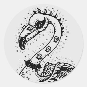 GOTHIC PUNK ROCKER FLAMINGO, SCHEDELS, VERRIJKT HA RONDE STICKER