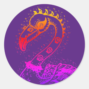 GOTHIC PUNK ROCKER FLAMINGO, SCHEDELS, VERRIJKT HA RONDE STICKER