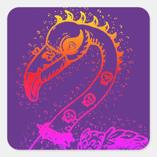 GOTHIC PUNK ROCKER FLAMINGO, SCHEDELS, VERRIJKT HA VIERKANTE STICKER (Voorkant)