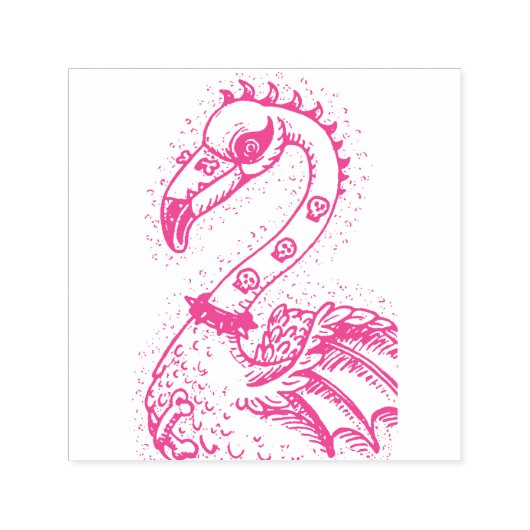 GOTHIC PUNK ROCKER FLAMINGO, SCHEDELS, VERRIJKT HA ZELFINKTENDE STEMPEL (Design)